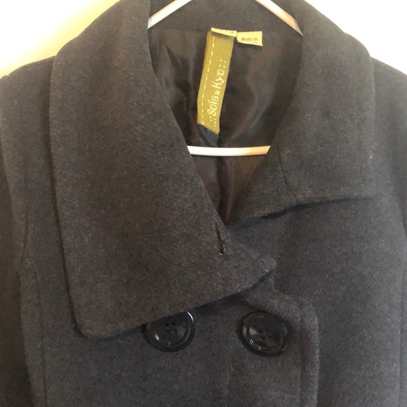 Soia & Kyo Charcoal Wool Belted Peacoat - Picture 7 of 16